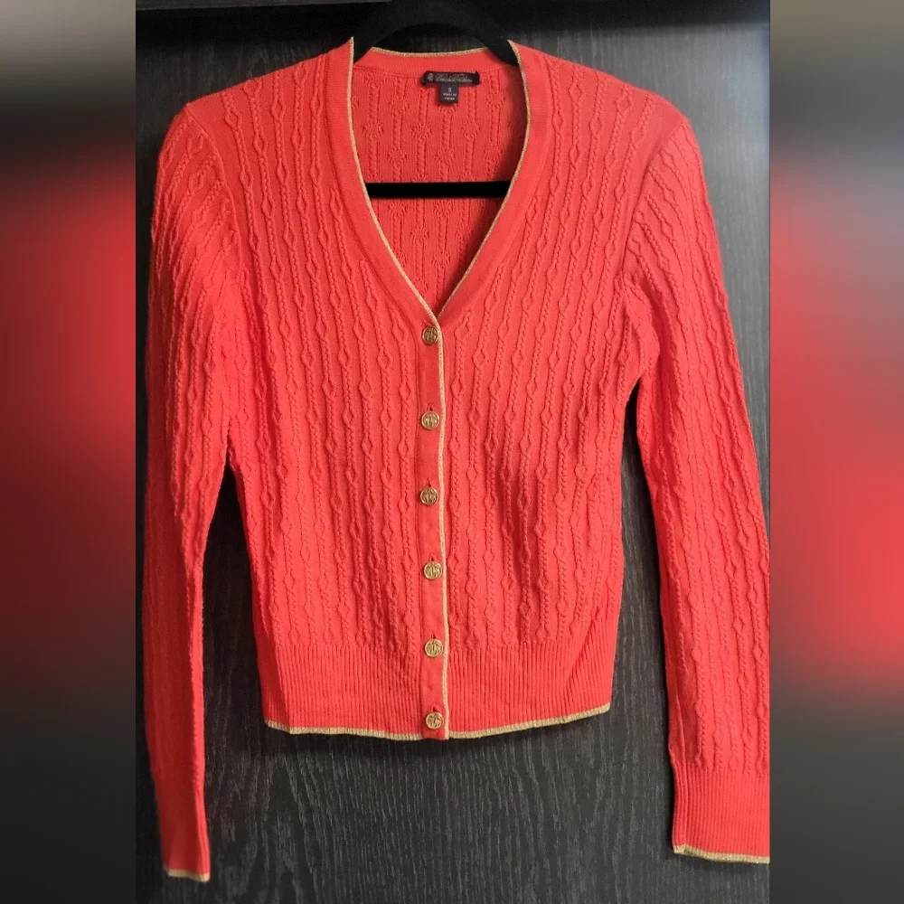 Brooks Brothers Coral Cable Knit Cardigan Sweater - Picture 9 of 9